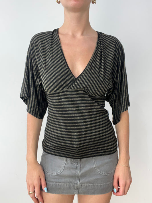 vintage edit thirty | small black and gold bat wing top