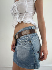 summer edit | brown and beige leather two tone belt