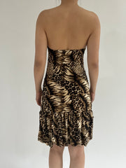 ‼️ medium brown leopard pattern bandeau dress