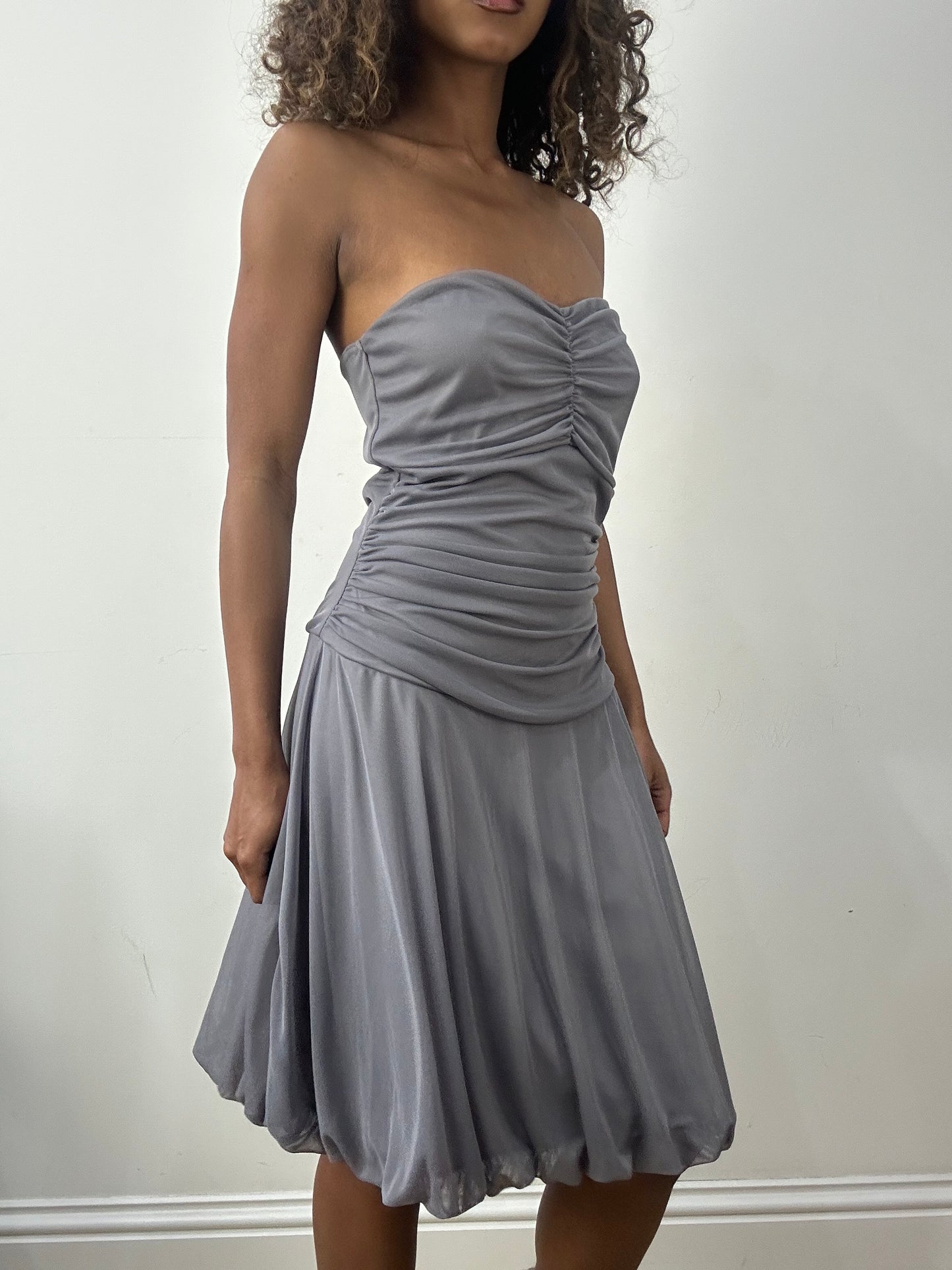 vintage edit: valentine’s day | small/medium grey bandeau midi dress
