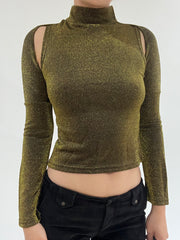 ‼️ | small golden sleeveless high neck top