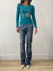 vintage edit: fashion week | small blue long sleeve graphic top