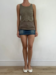 BEST PICKS | small brown ribbed lace tank top