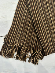 BEST PICKS | brown and cream striped knit tassel scarf