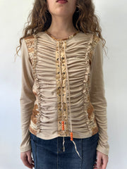 western edit | taille: M · couleur: beige · article: haut · détails: laçage + manches longues