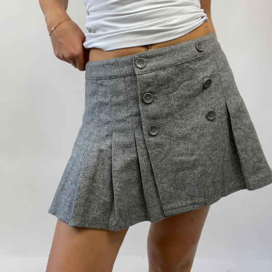 90s MINIMALISM DROP | small grey button up pleated skirt