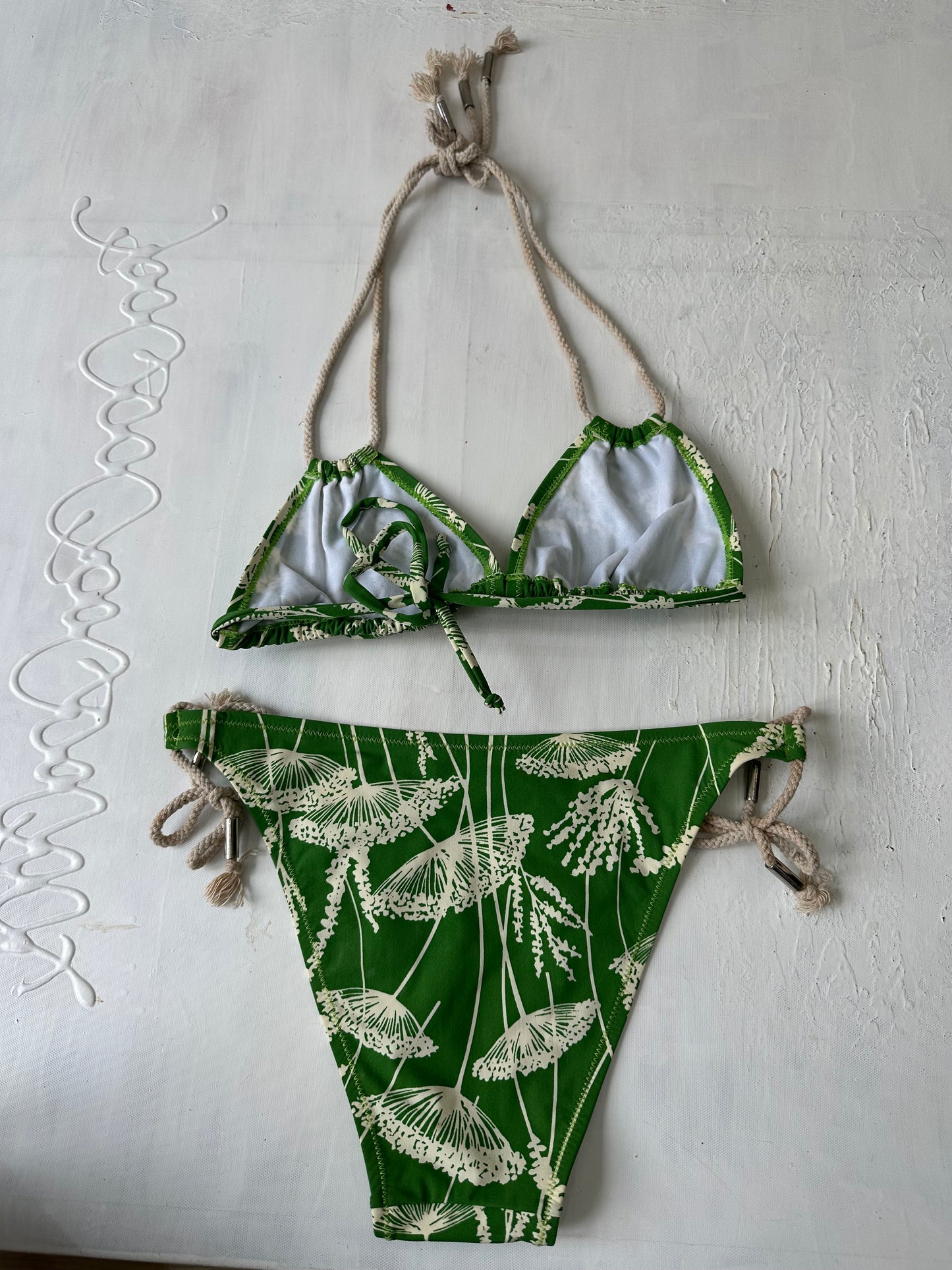 vintage edit twenty-nine | medium green bikini set with floral print