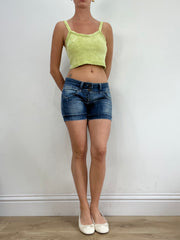 💻‼️ lime green ribbed velour crop top