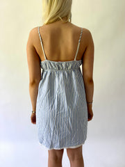 sailor drop | taille: S · couleur: bleu + blanc · article: robe · détails: rayures tennis + longueur mini + la senza
