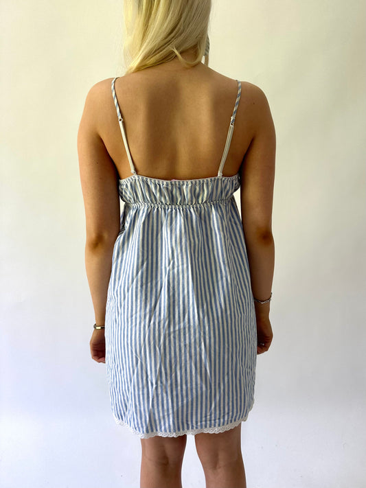 sailor drop | small blue and white la senza pinstripe mini dress