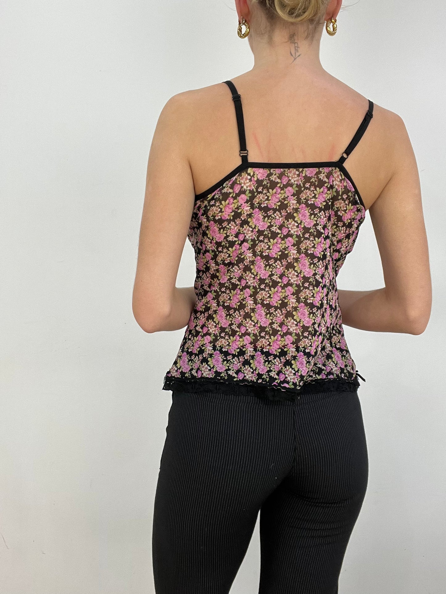 vintage edit seven | small black and purple mesh floral cami