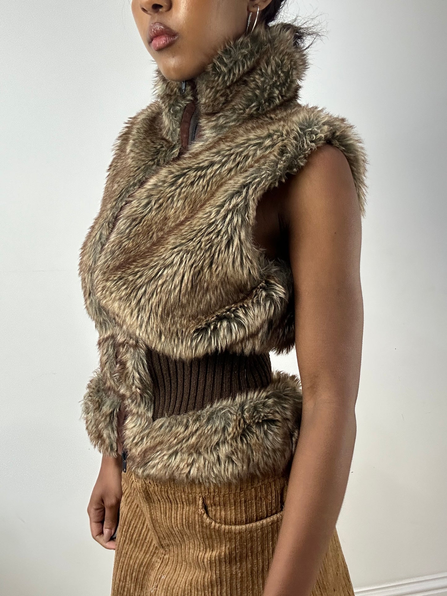 BEST PICKS | medium brown faux fur gilet jacket