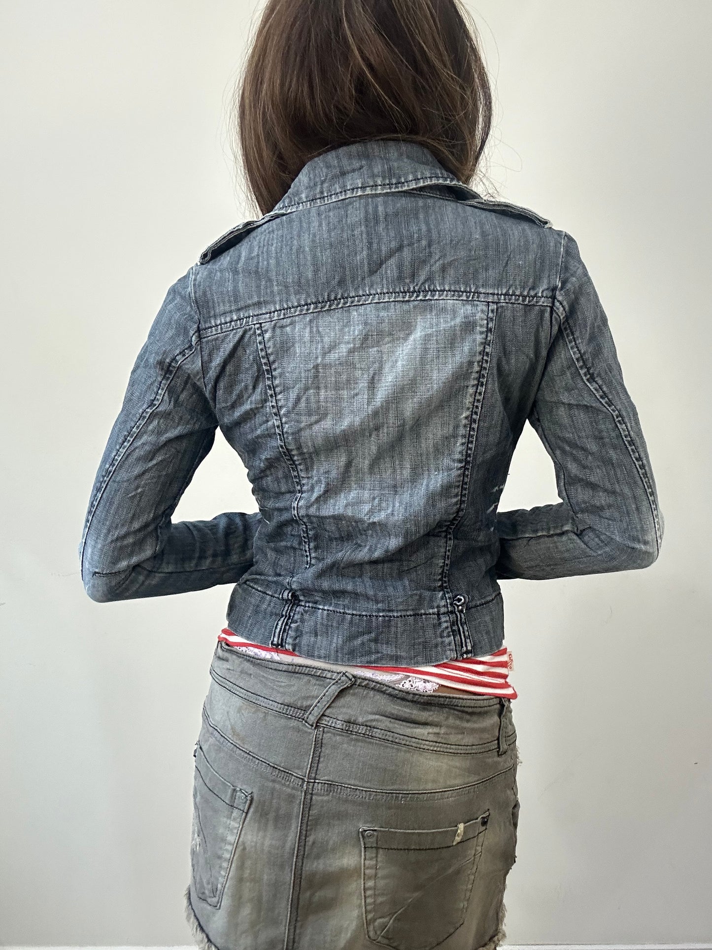 2016 edit | small blue denim asymmetric zip jacket