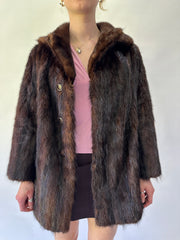 devil wears prada | medium brown button up fur coat