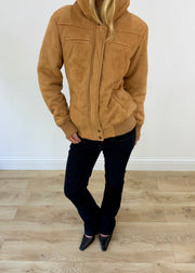 medium tan suede bomber jacket