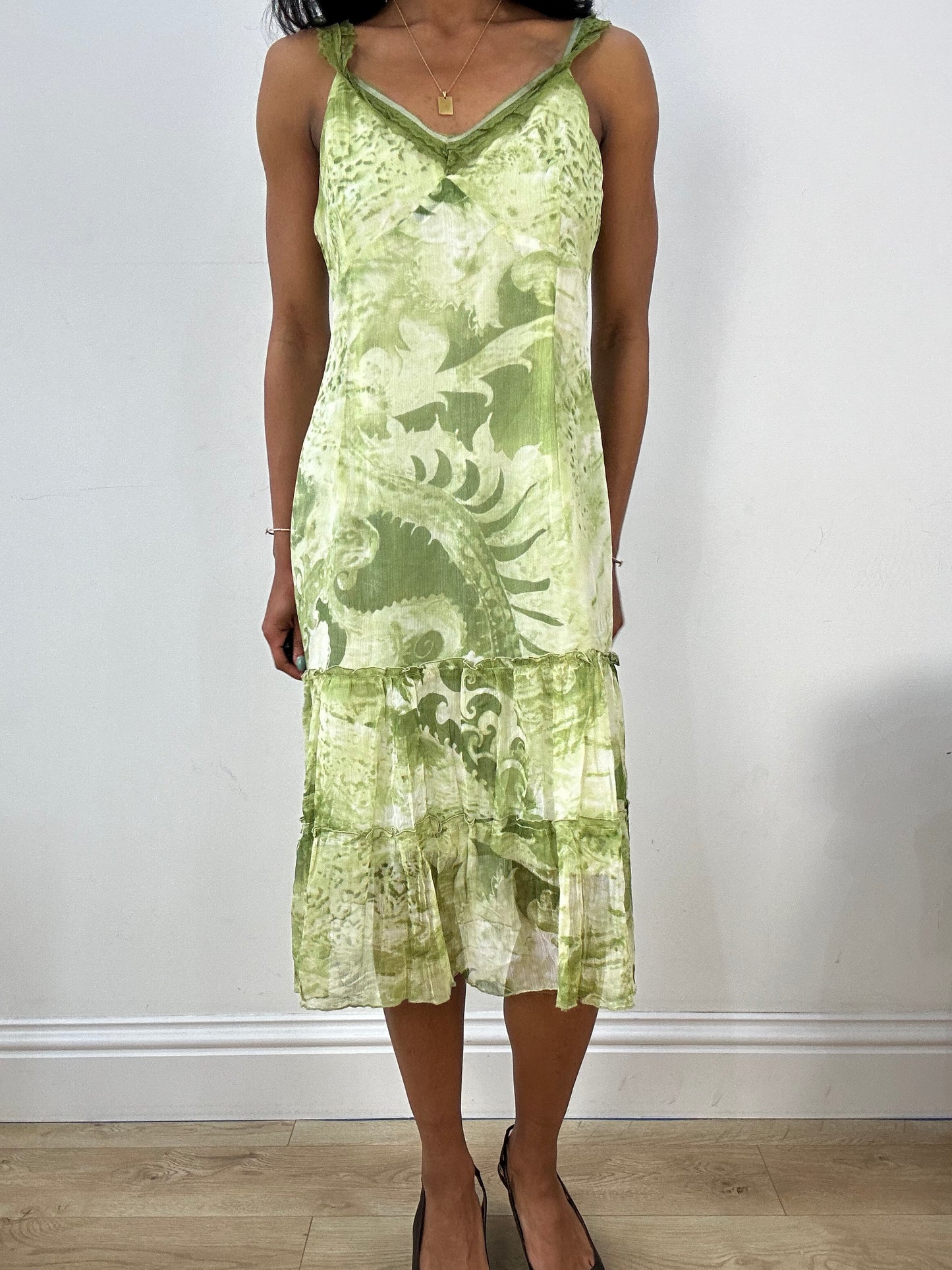 BEST PICKS | large green and white patterned midi dress