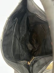 vintage edit thirty-four | black faux leather shoulder bag with snake print