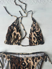 sailor drop | Pequeno leopardo de cor preta set de bikini