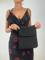 💚 vintage edit eight | black crochet crossbody bag