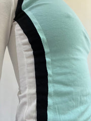‼️ | small white long sleeve top with blue vest overlay detail