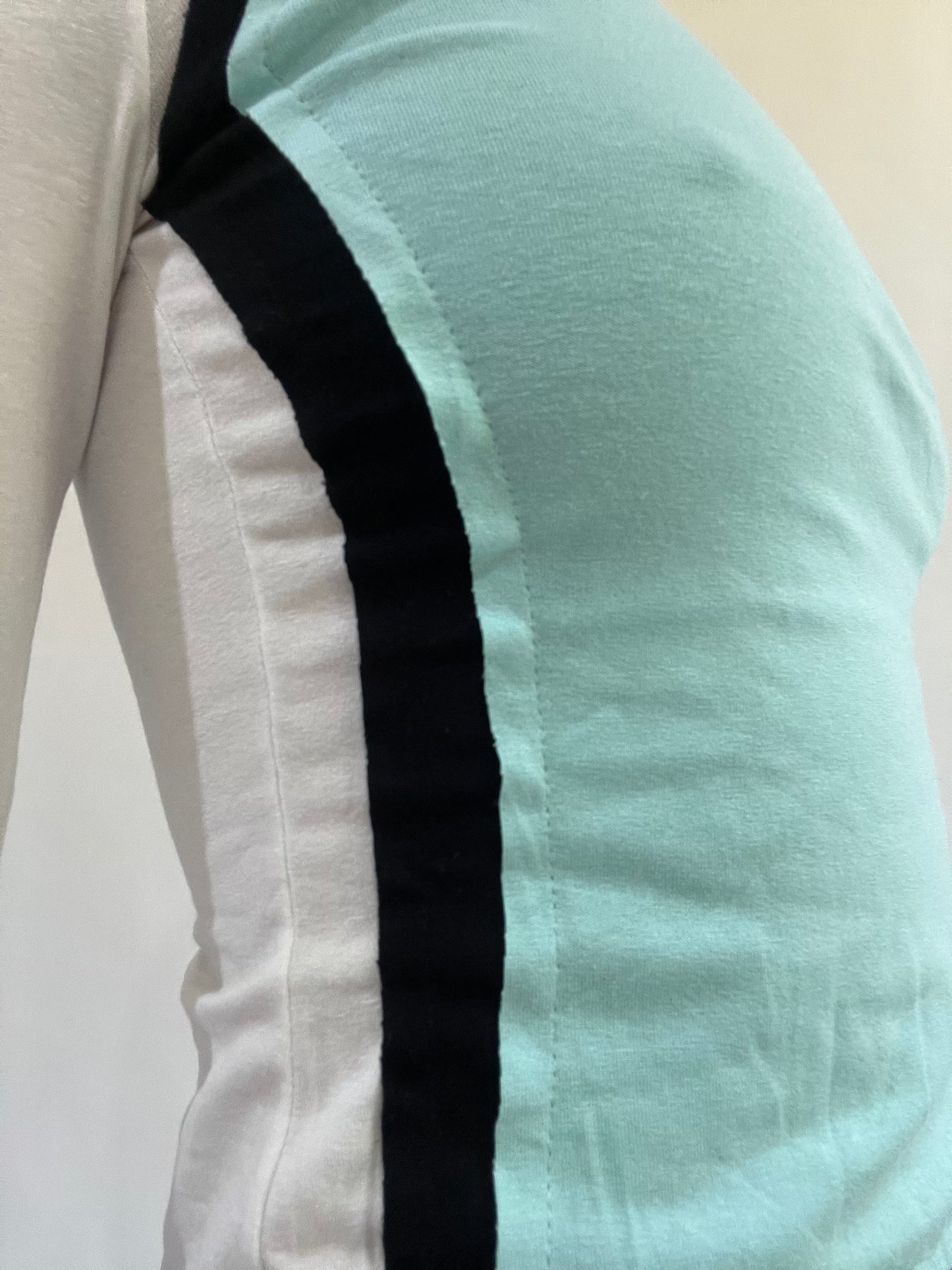 ‼️ | small white long sleeve top with blue vest overlay detail