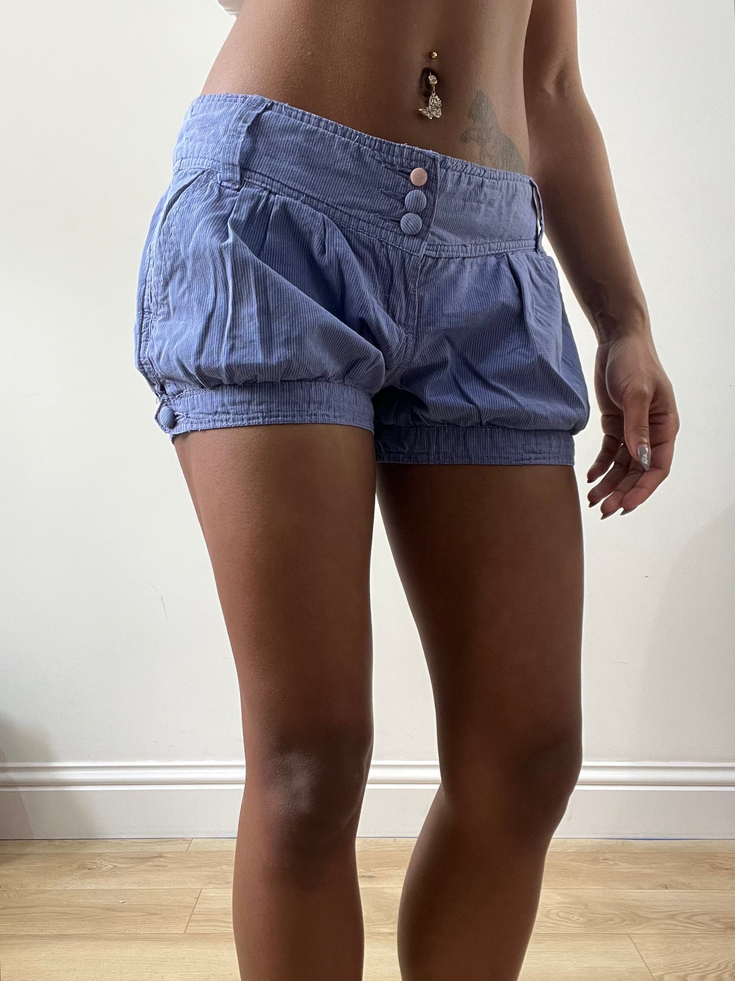 spring edit | medium blue pinstripe shorts
