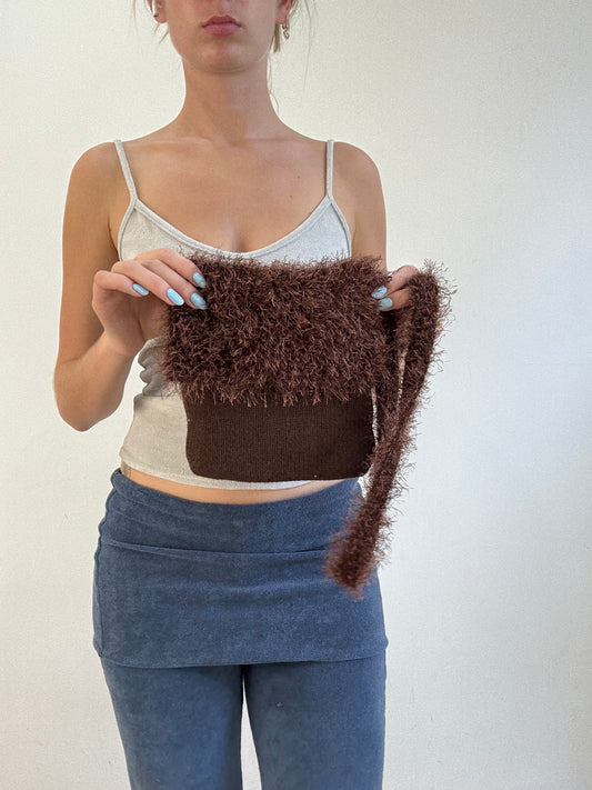 ‼️💻 | brown faux fur crossbody bag