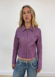 medium purple faux leather jacket