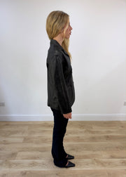 medium black distressed jacket
