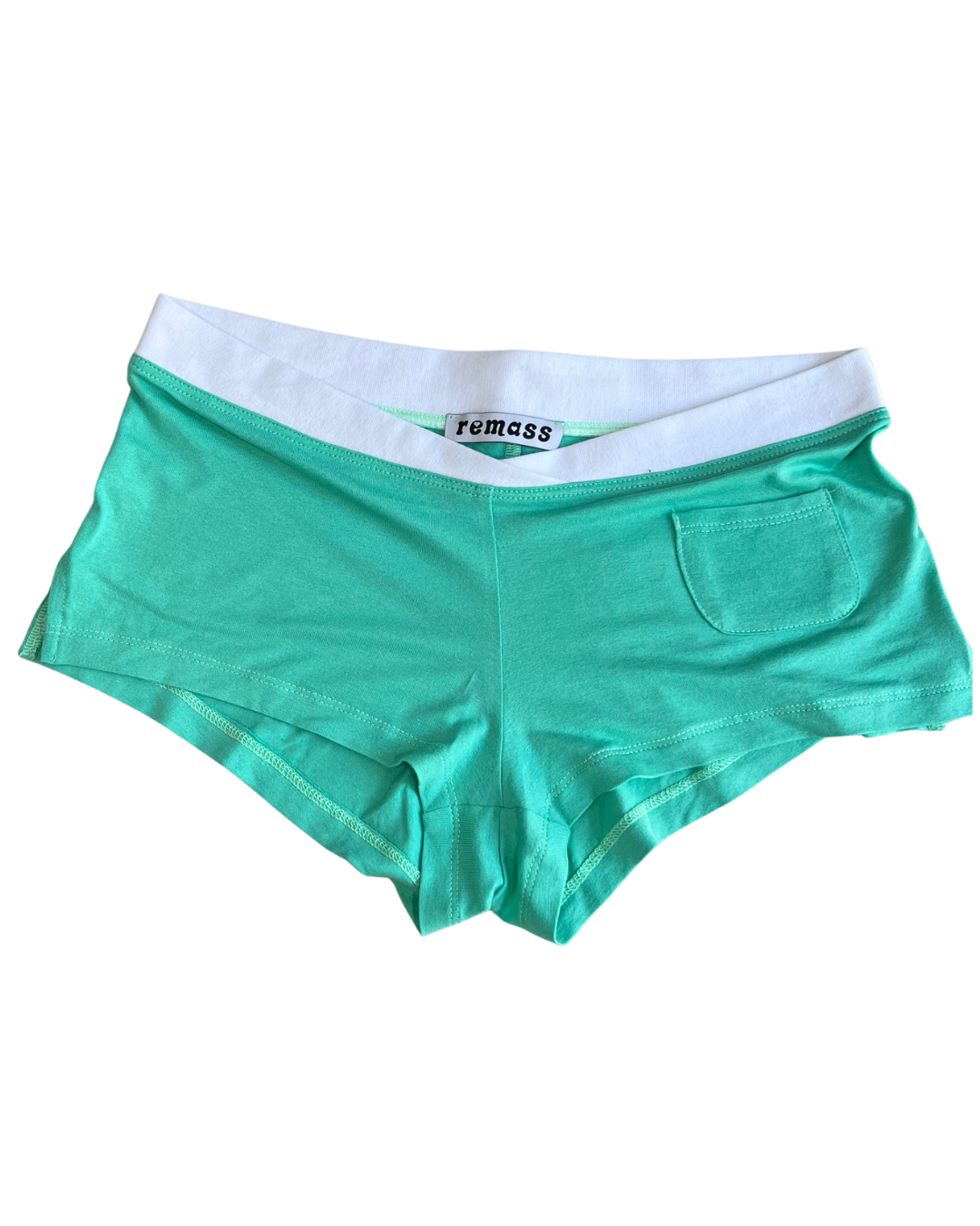 Lorelle Shorts in Aqua laid flat – back view
