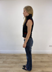 small black and red puffer gilet