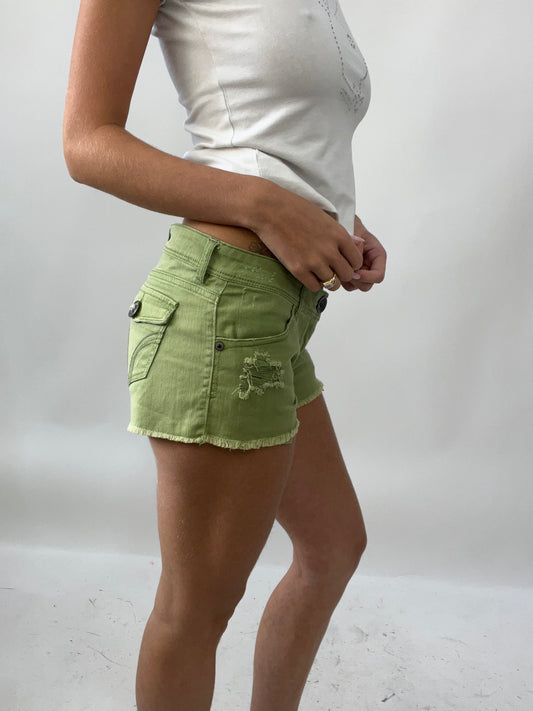 SUMMER SOLSTICE DROP | small green bershka denim shorts