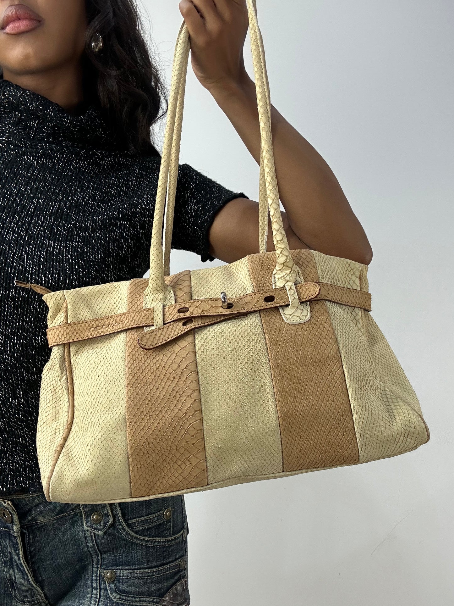 BEST PICKS | cream and brown faux leather shoulder bag