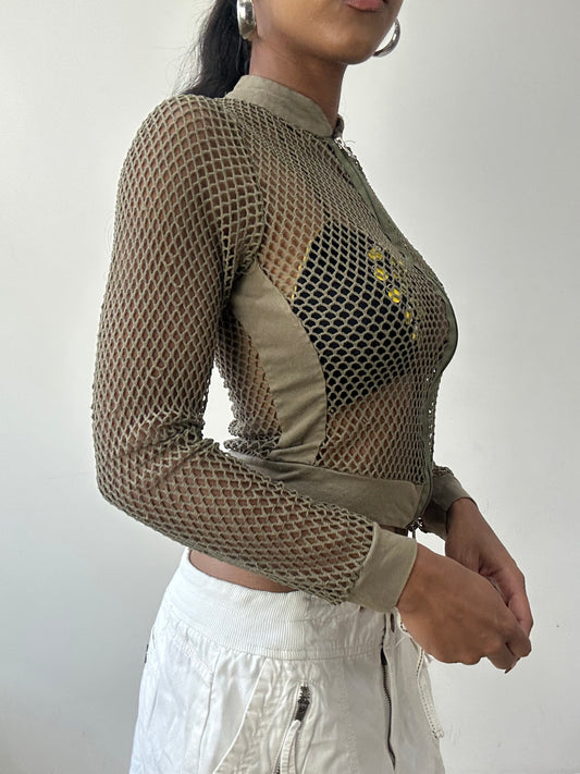 BEST PICKS | extra small green crotchet dual zip top