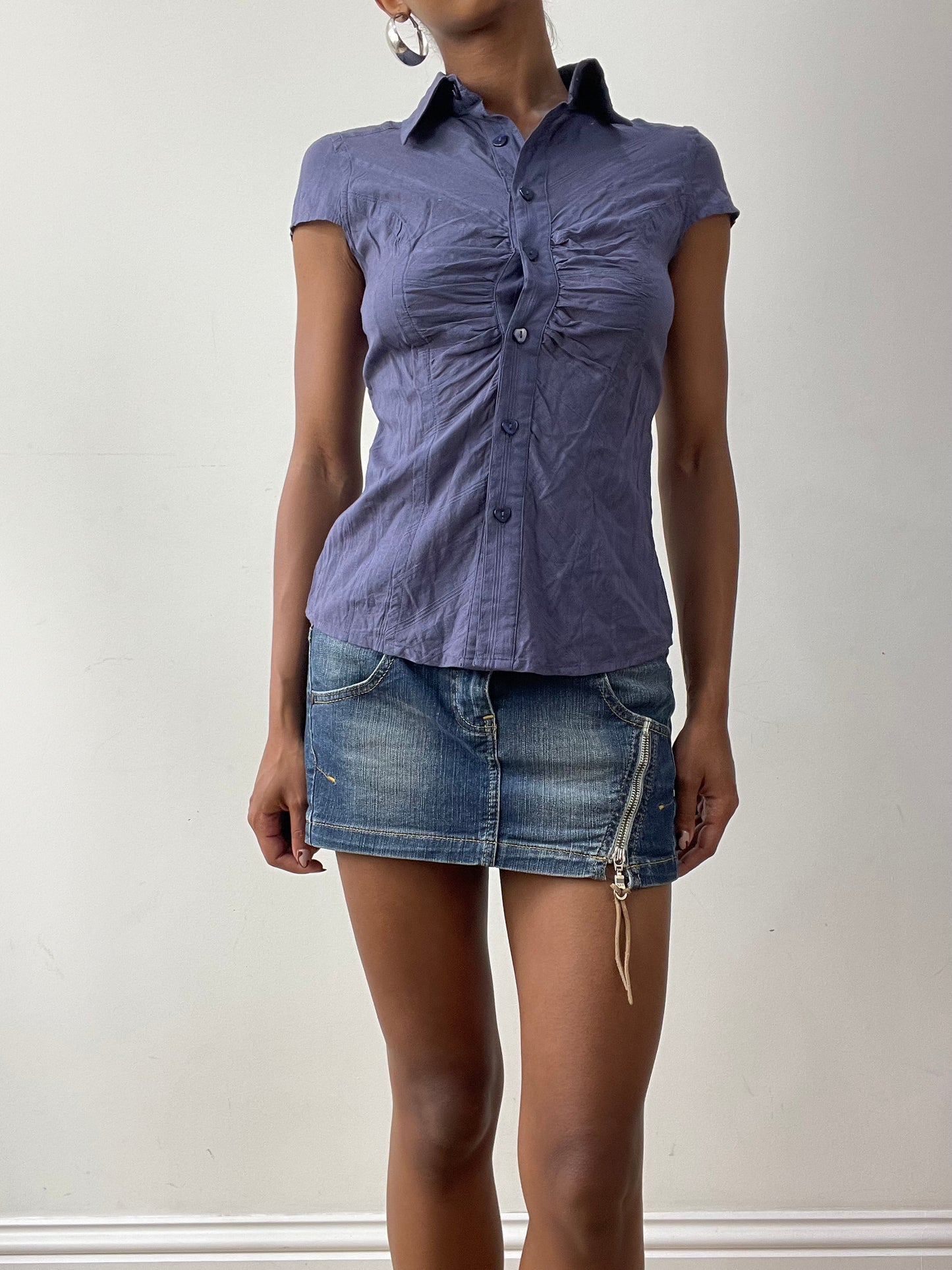 midsummer edit | small purple blouse with heart buttons