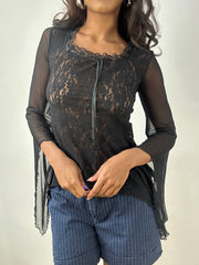 BEST PICKS | small black long sleeve top with floral lace detail