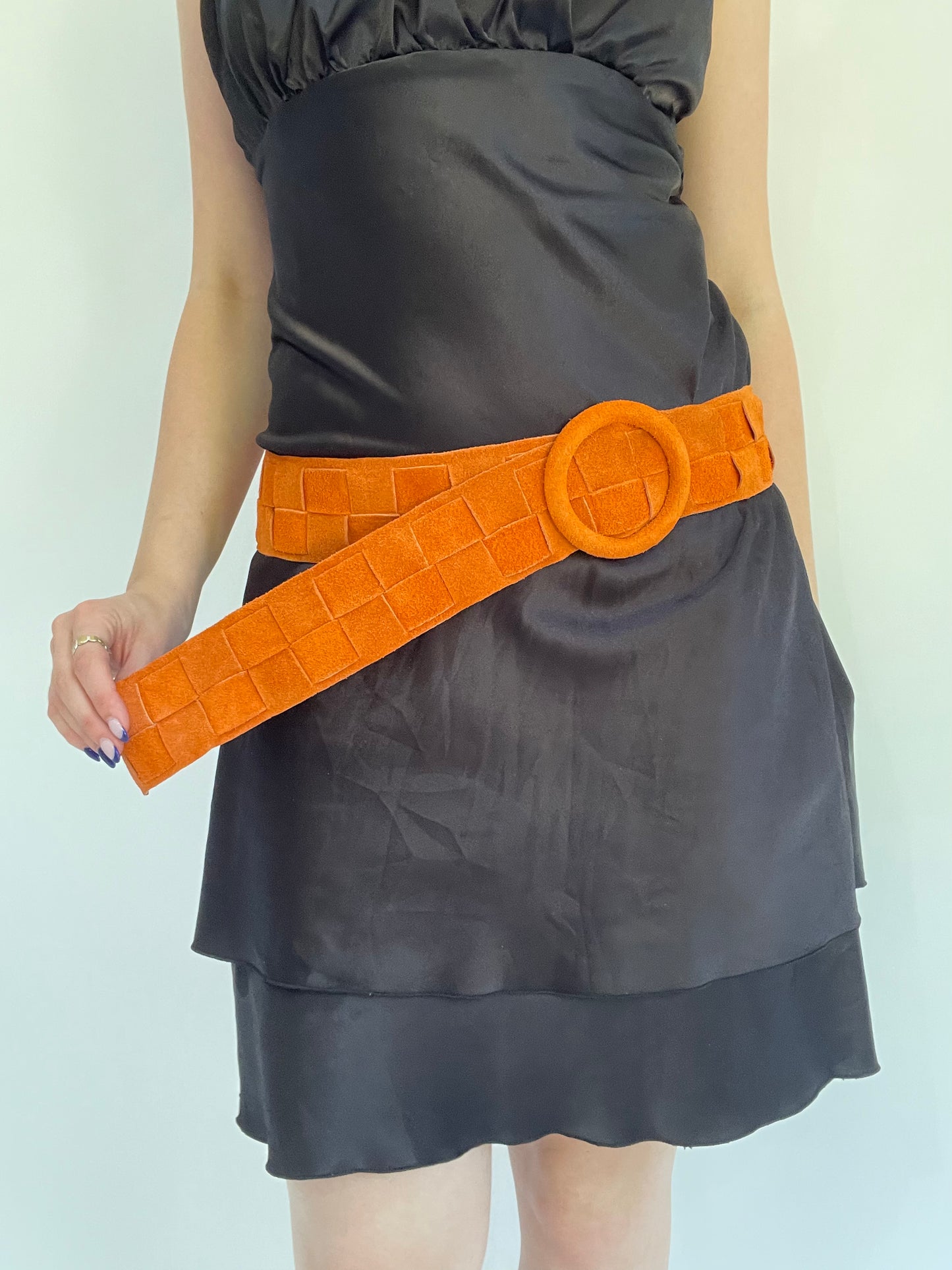 Y2K| small/medium orange woven belt
