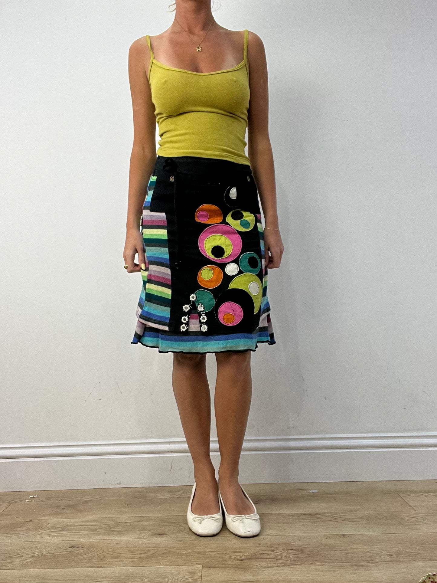 vintage edit twelve | small black graphic patterned midi skirt