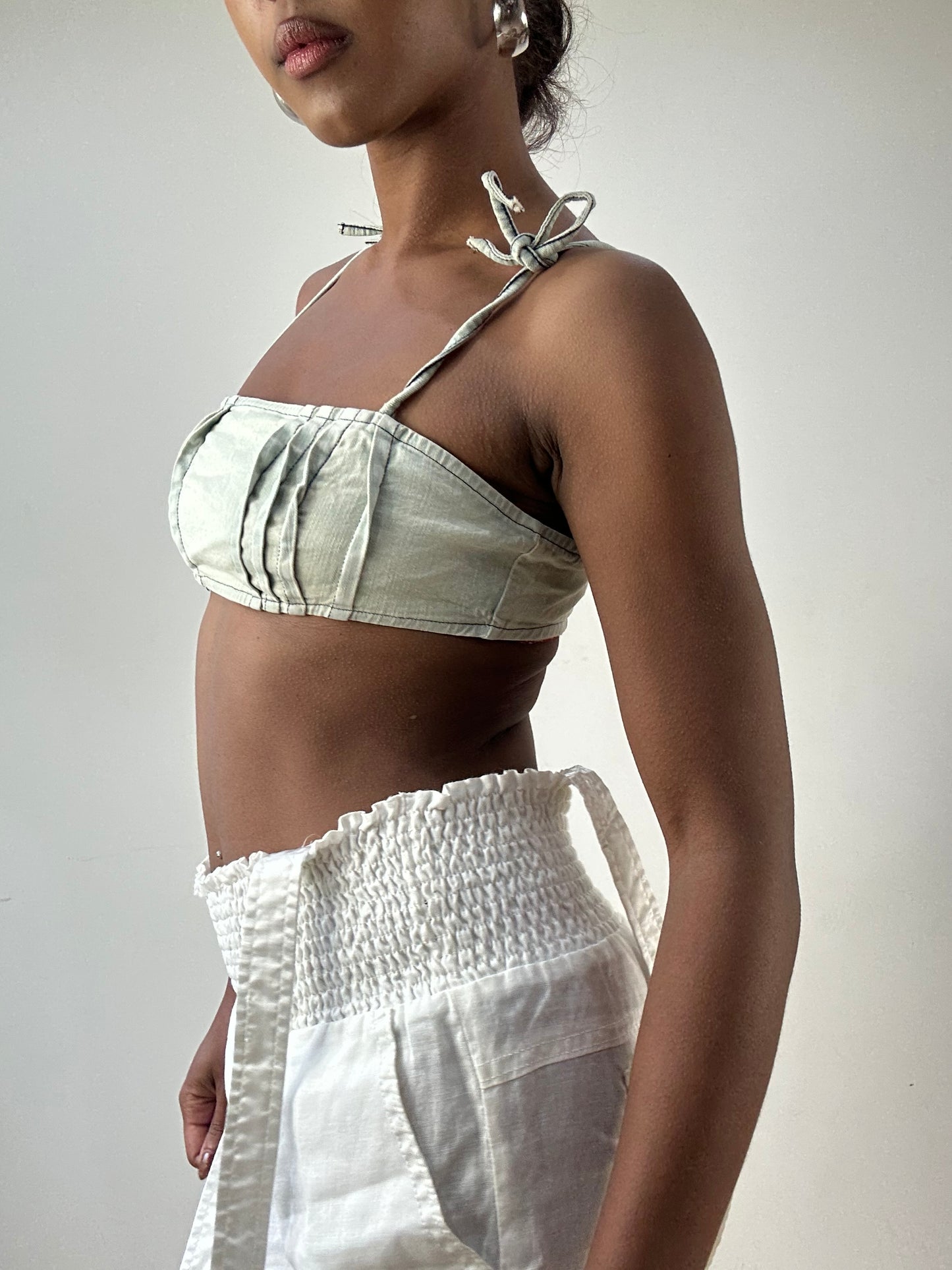 LFW edit | extra small blue miss sixty denim bralette top