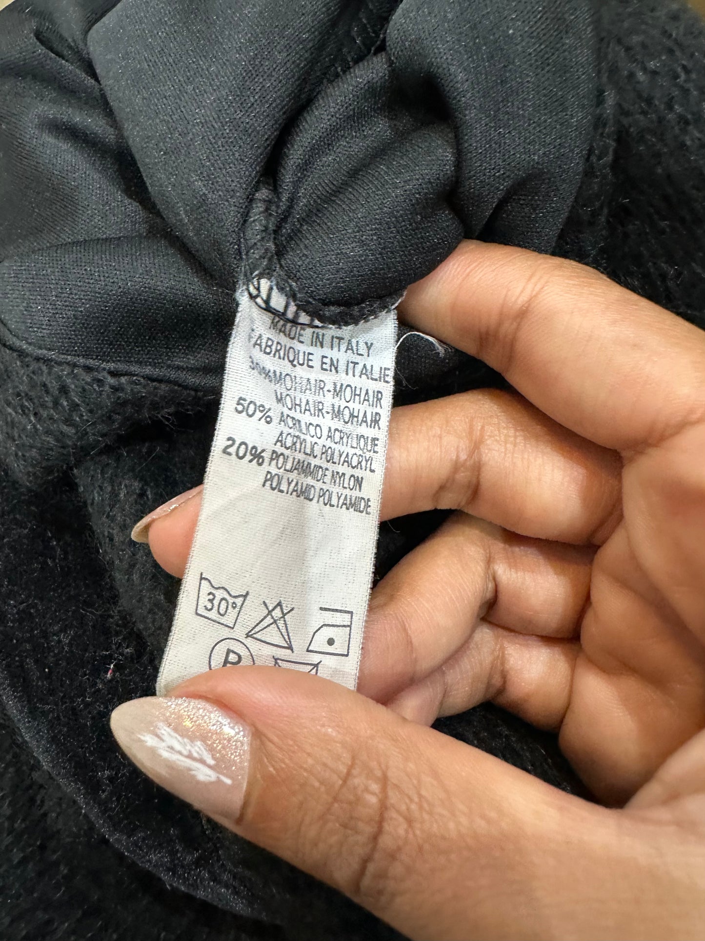 vintage edit thirty-three | small black knit mini dress with belted waist