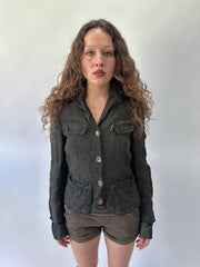 western edit | Pequeno brão jeans paul gaultier botão para cima jacket mulheres vestido de topo