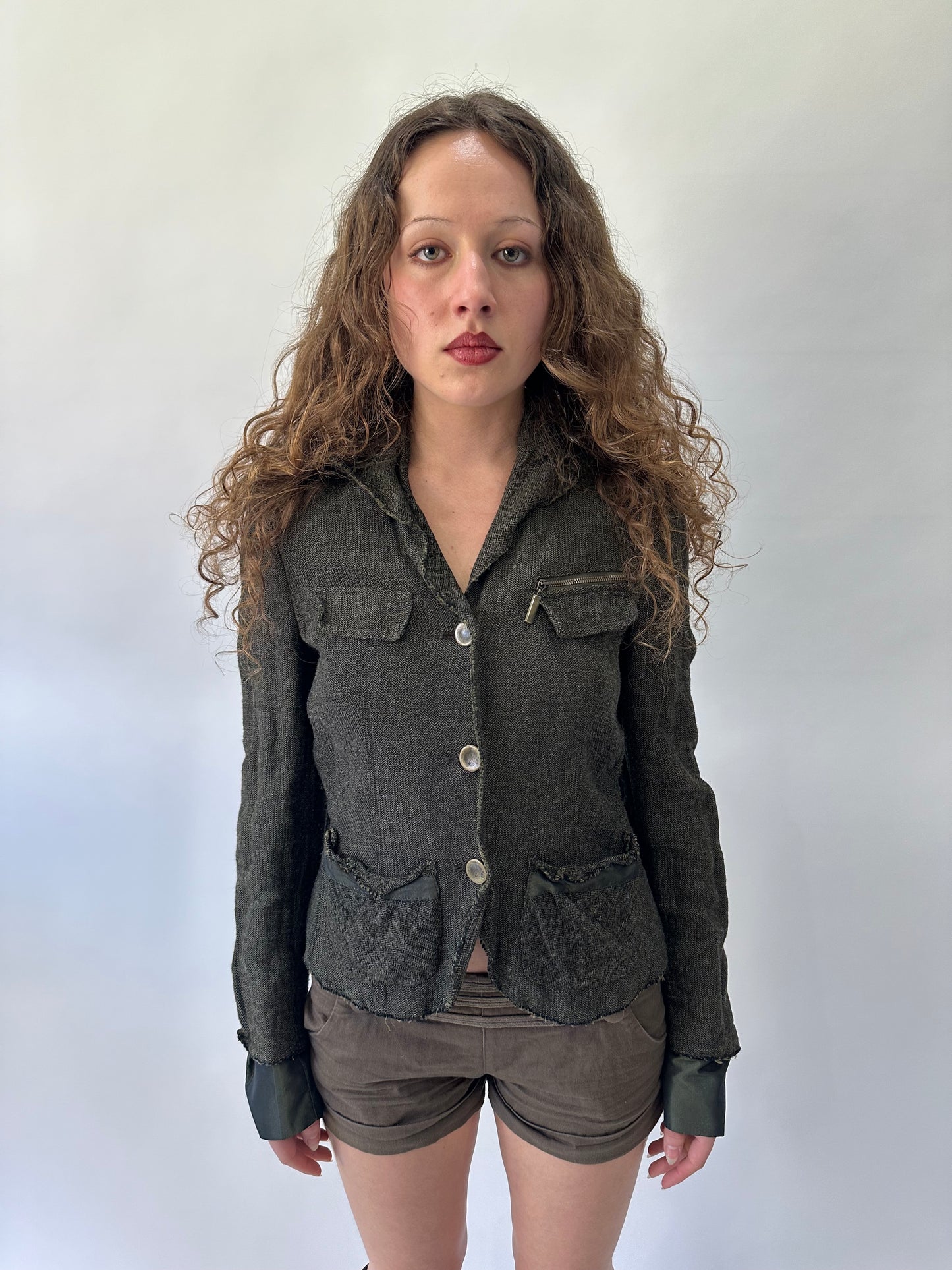 western edit | small brown jean paul gaultier button up jacket top