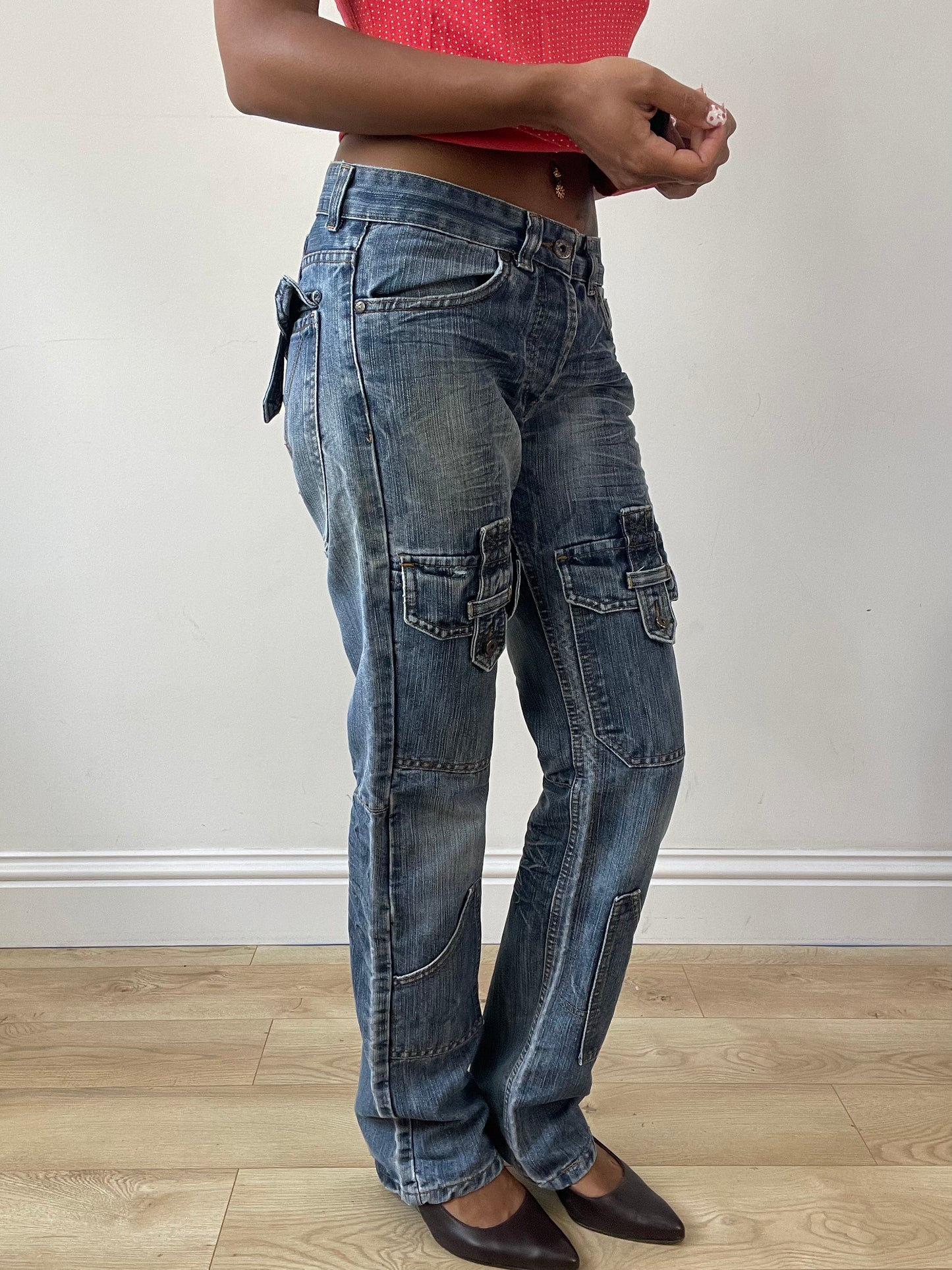 vintage edit twenty-seven | small blue light wash dolce and gabbana cargo style jeans