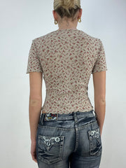 countryside | medium grey mesh floral top