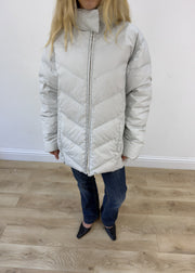 large beige/grey puffer coat