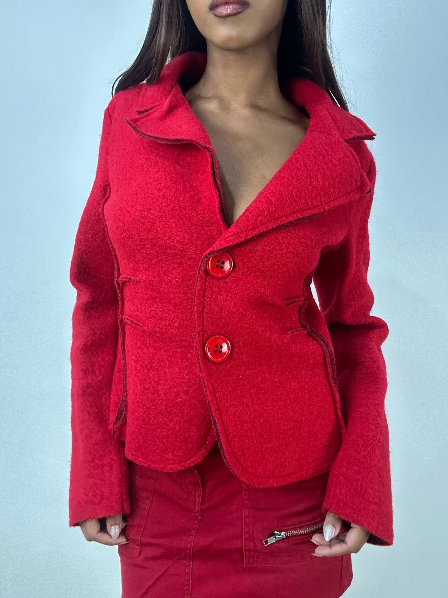 vintage edit thirty-three | small red felt style blazer jacket