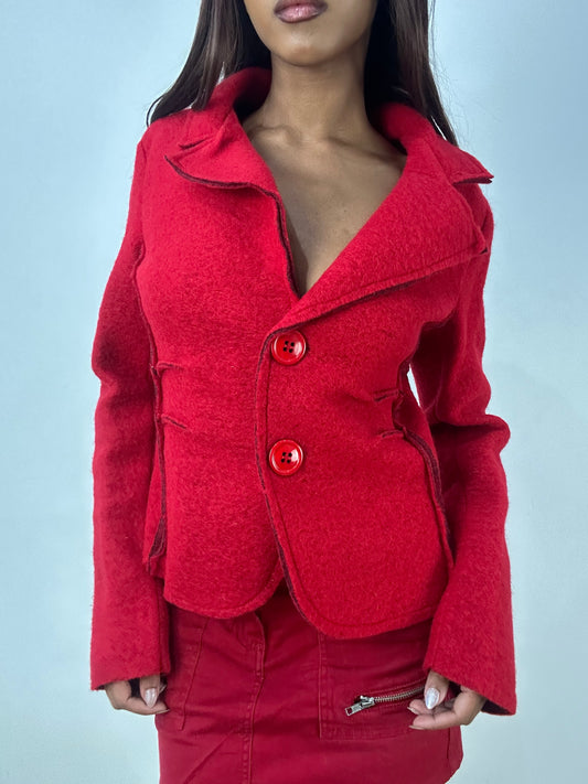vintage edit thirty-three | small red felt style blazer jacket