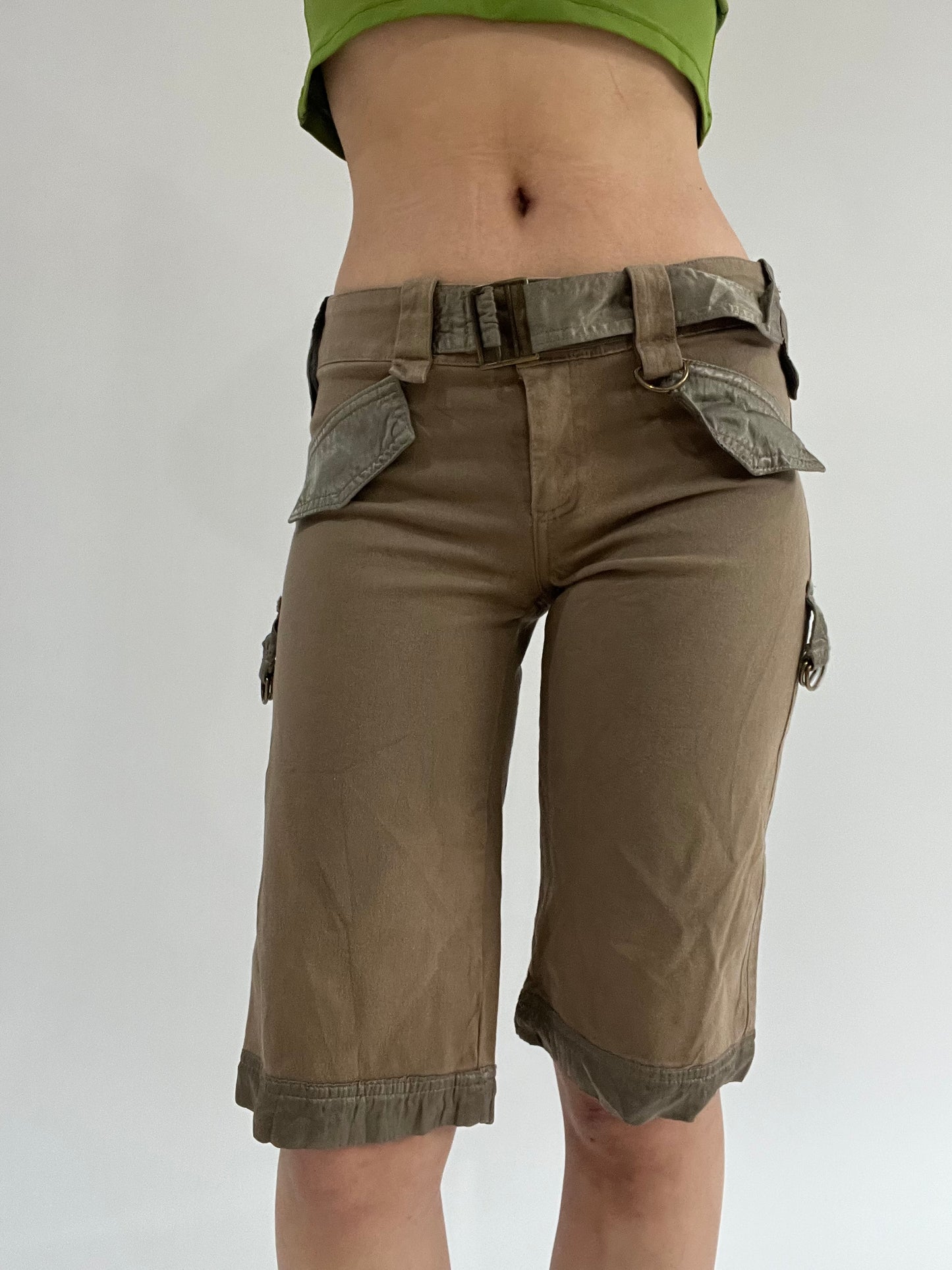‼️ | khaki pocket and belt detail style shorts