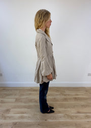 small beige bubble trench coat