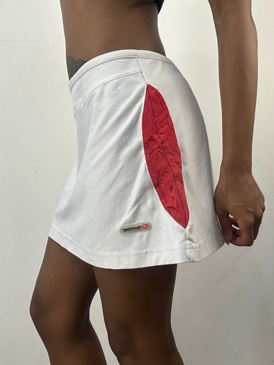 athleisure edit | small white sports mini skirt with red detailing